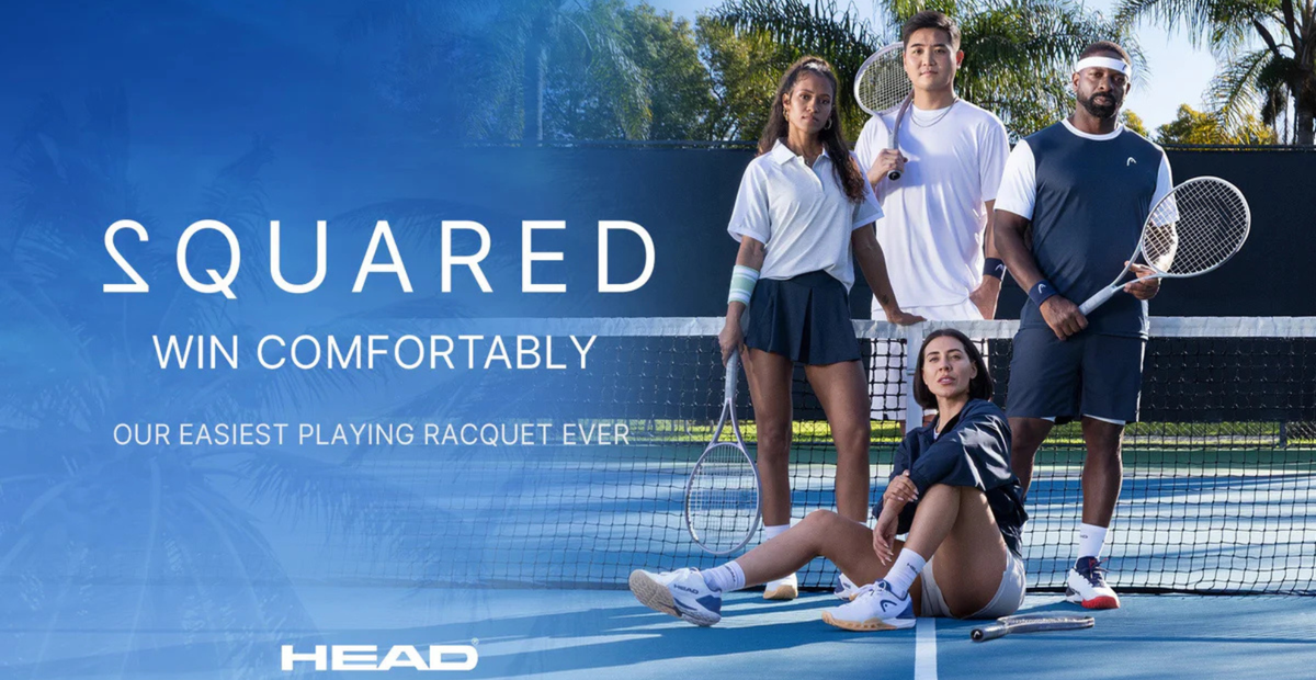 Racchetta da tennis Head Squared vista frontale su sfondo neutro