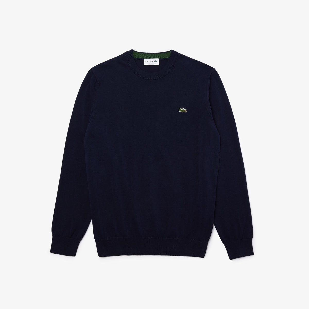 Lacoste pullover uomo girocollo AH1985-00 blu navy in cotone organico