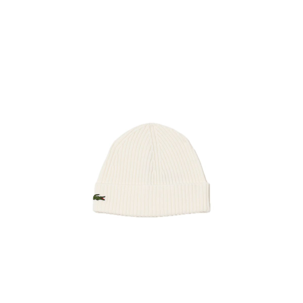 Lacoste berretto in lana a costine bianco