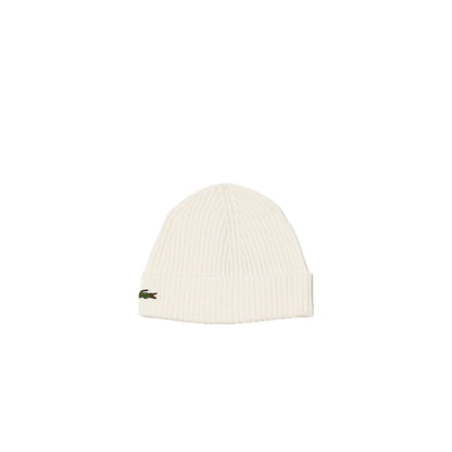 Lacoste berretto in lana a costine bianco