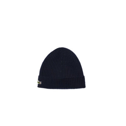 Lacoste berretto in lana a costine blu navy