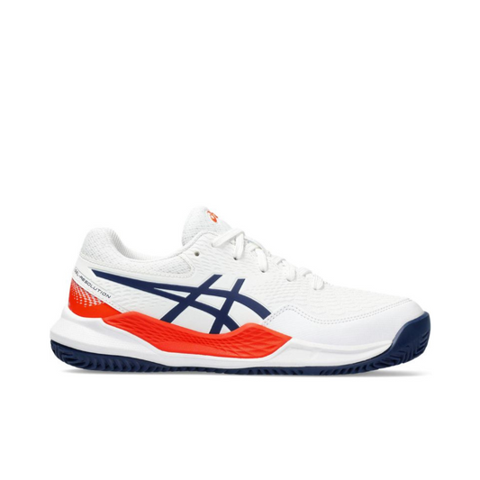 Asics Scarpe Tennis Junior Gel-Resolution 9 GS Clay White Blue Expanse